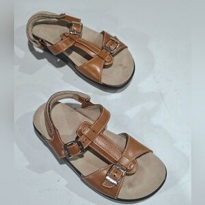 SAS Brown Leather Buckle Sandals Size 8W